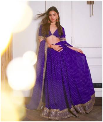Alia Bhatt Violet Colour Georgette Lehenga Choli